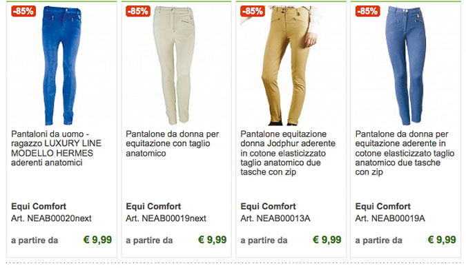 Pantaloni uomo, donna, bimbo a € 9,90