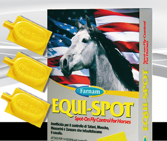 EQUI-SPOT insetticida spot-on per il controllo di tafani, mosche, moscerini e zanzare che infastidiscono il cavallo