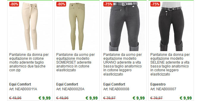 Pantaloni equitazione uomo, donna e bambino