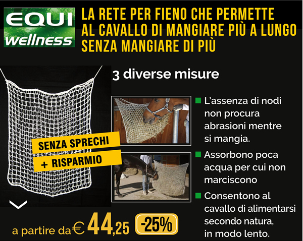 EQUIwellness - La rete per fieno che permette al cavallo di mangiare più a lungo senza mangiare di più