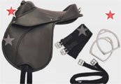 Sella inglese pony shetland sintetica completa di staffe staffili e sottopancia