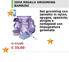 Set grooming con zainetto in nylon, spugna, spazzole, striglie e nettapiedi con impugnatura gommata