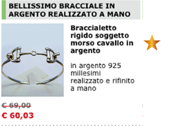 Braccialetto rigido soggetto morso cavallo in argento