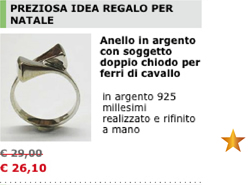 Anello in argento con soggetto doppio chiodo per ferri di cavallo