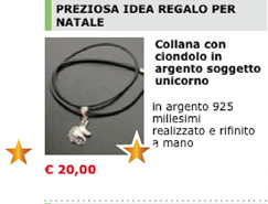 Collana con ciondolo in argento soggetto unicorno