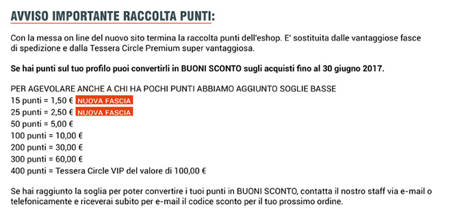 Avviso importante raccolta punti