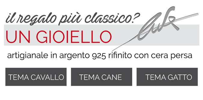 Il regalo più classico? Un gioiello Luce artigianale in argento 925 rifinito con cera persa atema cavallo, cane o gatto