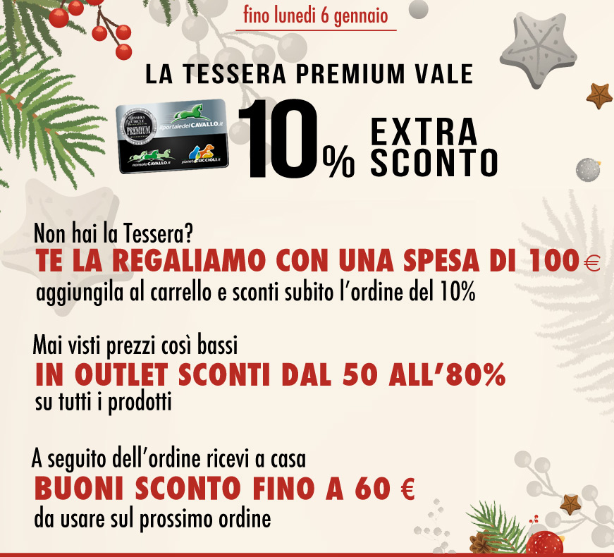 La Tessera Premium vale 10% EXTRA SCONTO fino Lunedì 6 Gennaio