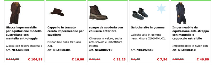Abbigliamento per equitazione, impermeabili, poncho e galoche
