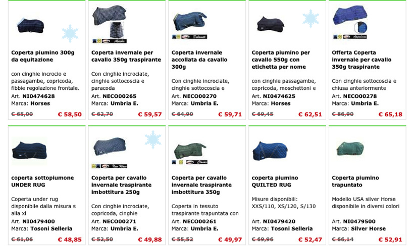 Coperte piumino per equitazione