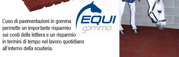 L'uso di pavimentazioni in gomma permette un importante risparmio sui costi della lettiera e un risparmio in termini di tempo nel lavoro quotidiano all'interno della scuderia
