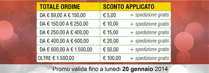 Promo valida fino a lunedi 20 Gennaio 2014