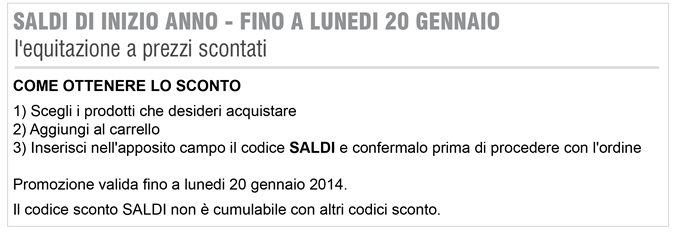 SALDI DI INIZIO ANNO - FINO A LUNEDI 20 GENNAIO