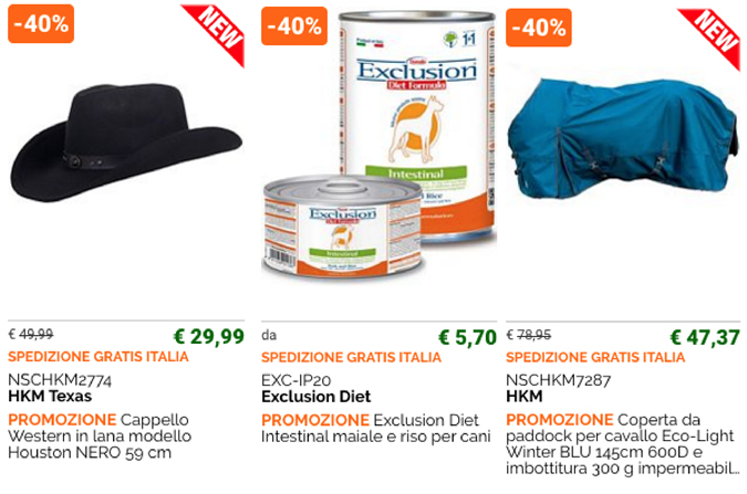 Prodotti nell'Outlet