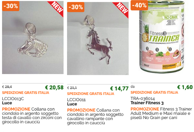 Prodotti nell'Outlet