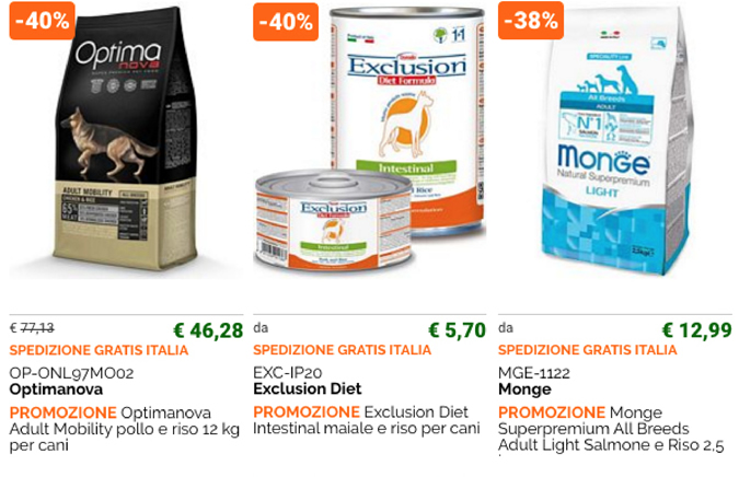 Prodotti nell'Outlet