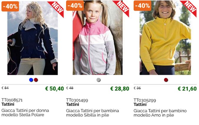 Prodotti Outlet Tattini