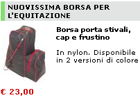 borsa porta stivali, cap e frustino