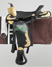 Sella western con rifiniture in cuoio completa di sottopancia e sottosella