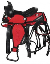 Sella western da pony sintetica con briglia pettorale e sottopancia
