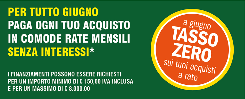 A GIUGNO TASSO ZERO SUI TUOI ACQUISTI A RATE