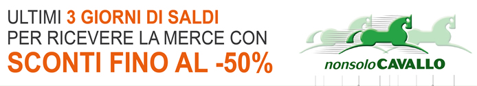 ULTIMI 3 GIORNI DI SALDI PER RICEVERE LA MERCE CON SCONTI FINO AL -50%