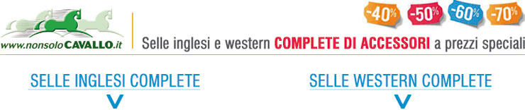 Selle inglesi e western COMPLETE DI ACCESSORI a prezzi speciali