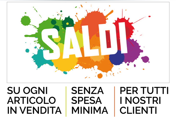 SALDI - su ogni articolo in vendita, senza spesa minima, per tutti i nostri clienti