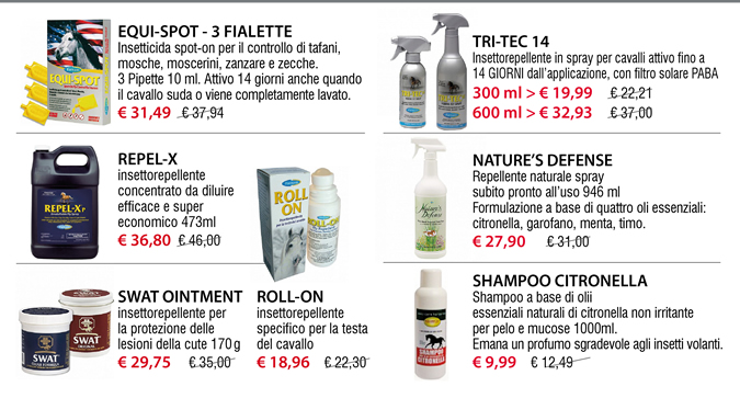 Repellenti insetti per cavalli