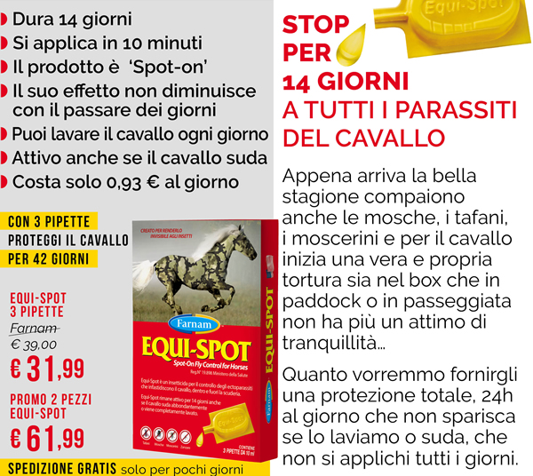 Stop per 14 giorni a tutti i parassiti del cavallo