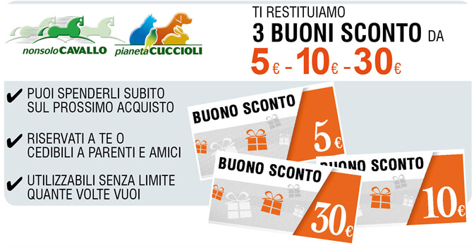 Ti restituiamo 3 BUONI SCONTO DA € 5 - € 10 - € 30