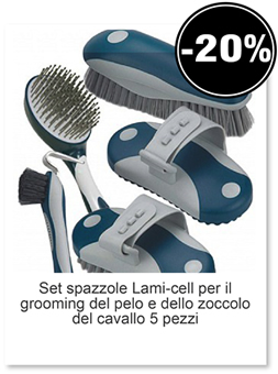 Set spazzole Lami-cell per il grooming del pelo e dello zoccolo del cavallo 5 pezzi