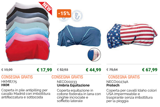 Coperte per cavalli a consegna GRATIS