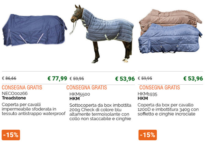 Coperte per cavalli a consegna GRATIS