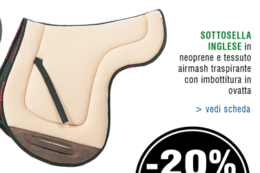 Sottosella inglese in neoprene e tessuto airmash traspirante con imbottitura in ovatta