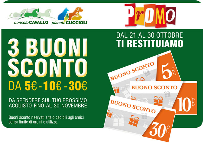 Dal 21 al 30 Ottobre ti restituiamo 5-10-30 € in BUONI SCONTO