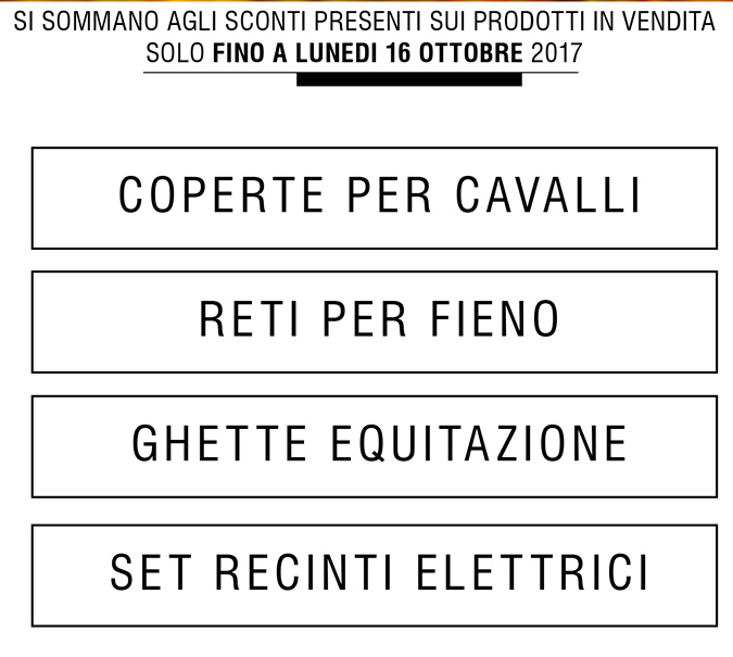 Si sommano agli sconti presenti su tutti i prodotti in vendita solo fino a Lunedì 16 Ottobre 2017