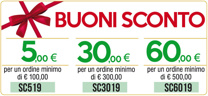 BUONI SCONTO DA 5, 30 o 60 €